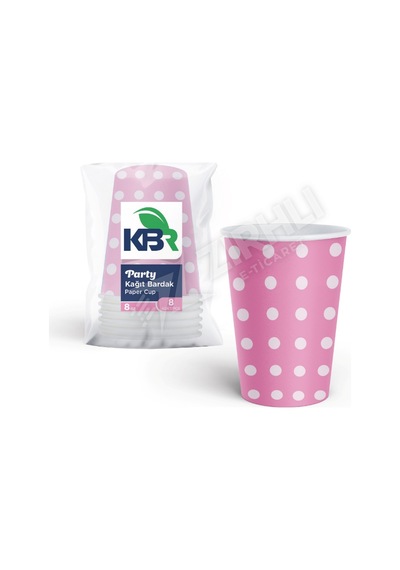 5 Adet Kbr Party 8 Oz Kağıt Bardak Pembe 8'li 1
