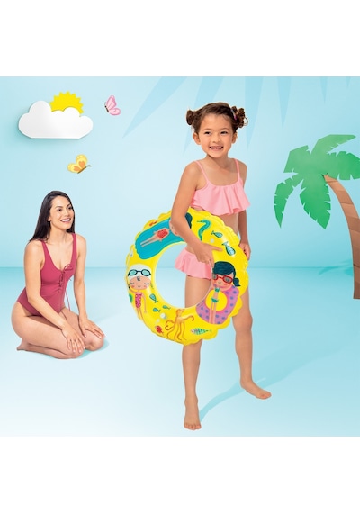 Intex Şeffaf Desenli Çocuk Yüzme Simidi Sarı 61cm 59242