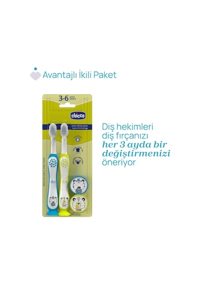 Chicco 2'li Diş Fırçası 3-6 Yaş Tıger-panda 00012084110000