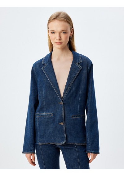 Koton Kot Blazer Ceket Düğmeli Rahat Kalıp Koyu İndigo 5wal50054md İndigo