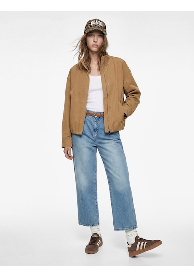 Koton Yüksek Bel Pamuklu Kemerli Kısa Geniş Paça Denim Pantolon - Wide Leg Jean Açık İndigo 6sal40096md