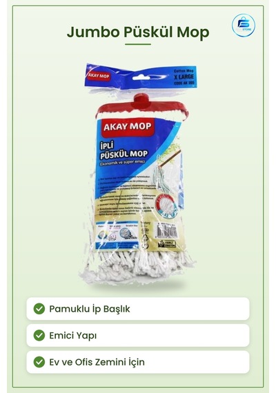 İpli Püskül Mop X Large Jumbo Pamuklu Paspas Ev Ofis Temizlik Emi
