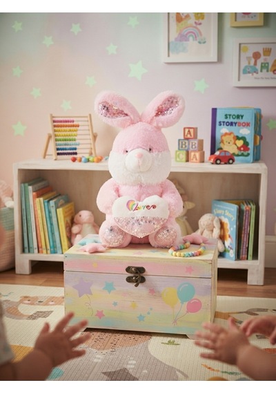 Peluş Pullu Tavşan-50 Cm Açık Pembe