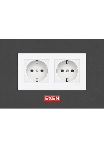 Exen Beyaz 2'li Set Topraklı Priz+topraklı Priz Modern Seri Priz