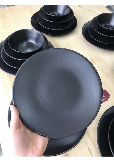 Keramika Mat Siyah 30 Parça 6 Kişilik Yemek Kahvaltı Takımı