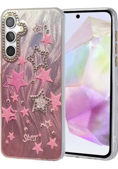 Newface Samsung Galaxy A35 5g Kılıf Blade Aynalı Desenli Kapak - Desen 7 Pembe