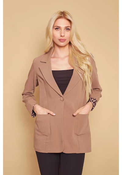 Yakalı Cepli Uzun Kol Kolu İsterse Katlanabilen Pamuklu Kumaş Blazer Ofis Ceket-açık Vizon A.vızon Yakalı Cepli Uzun Kol Kolu İsterse Katlanabilen Pamuklu Kumaş Blazer Ofis Ceket-açık Vizon A.vızon