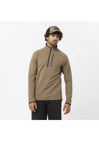 Salomon Essentıal Lıghtwarm Erkek Yarım Fermuar Polar Shıtake Lc2226400 Kahverengi