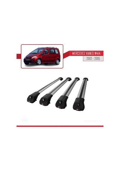 Mercedes Vaneo W414 2002-2005 Arası İle Uyumlu Ace-1 Ara Atkı Tavan Barı Gri 4 Adet Bar