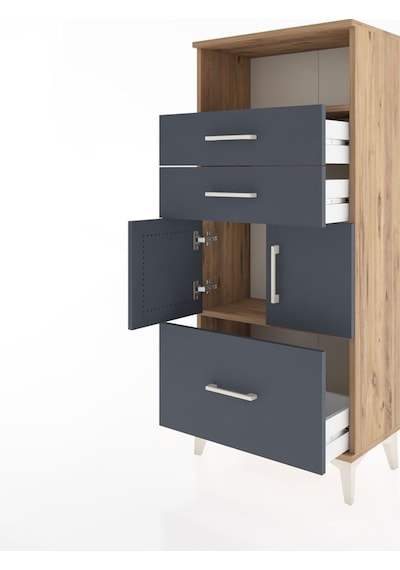 Hyperion Dolap 2 Raflı 3 Çekmeceli 2 Kapaklı 60x44x134 Çam-an... Çam