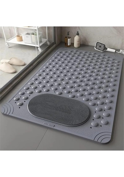 Sea Home Antrasit Renk Silikon Kaymaz Tabanlı Banyo Paspası Duş Kaydırmazı Vantuzlu 36 X 69,5 Cm Çok Renkli