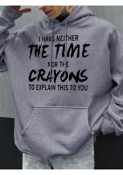 Startmore Startmorekomik Desenli Sonbahar Erkek Kapüşonlu Cepli Sweatshirt Günlük Polar Yumuşak Kazak Hip Hop Kı Gri
