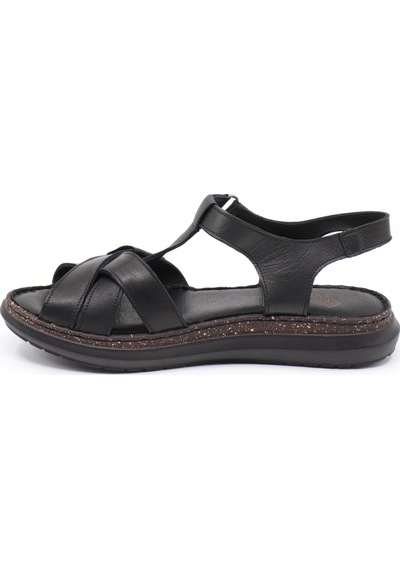Nesilshoes Nesil Shoes Mns 372 Siyah Hakiki Soft Deri Kadın Sandalet