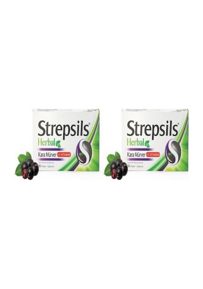 Strepsils Herbal Kara Mürver Pastil 16 Adet 2'li
