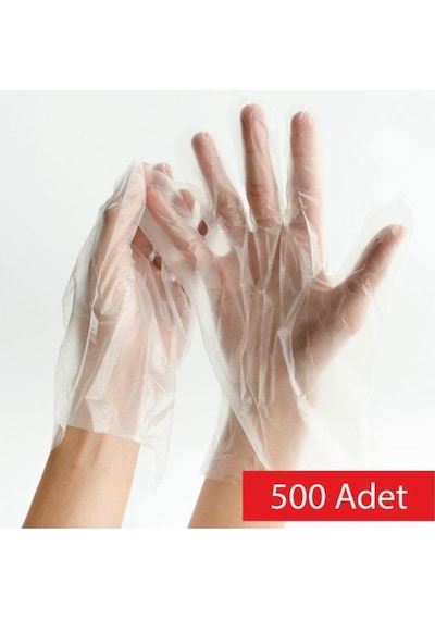 Tek Kullanımlık Şeffaf Hijyenik Poşet Eldiven 500 Adet Eko Paket