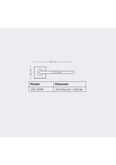 Sese Nida Modeli Kare Rozetli Wc Kapı Kolu Inox 200-224r-02-53
