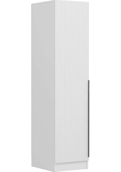 Minar Kale 1 Kapaklı Raflı Dolap Beyaz - Beyaz Çizgili Mebran 190cm