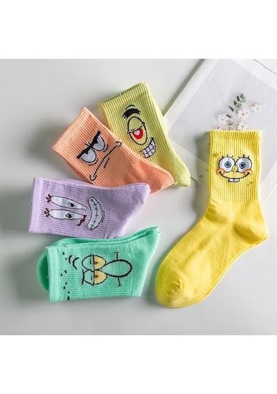 Bgk Unisex Desenli Kolej Çorap 5'li Extra Rahat Çok Renkli