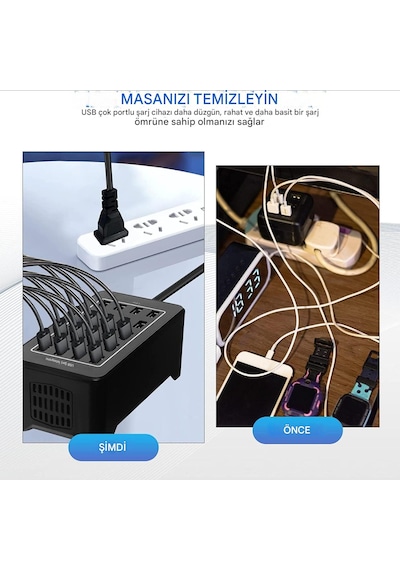 100w 20 Portlu Çok Fonksiyonlu Masaüstü Akıllı Usb Şarj İstasyon