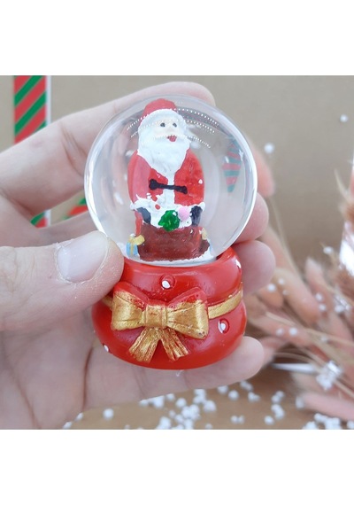 Dekoratif Yılbaşı Yeni Yıl Işıklı Noel Baba Ve Noel Ağacı 6'lı Set Kar Küre Işıklı Özel Tasarım 6 Cm Kar Küresi