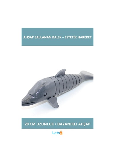 Doğal Ahşap Sallanan Balık 20cm Dekoratif Aksesuar 1 Adet