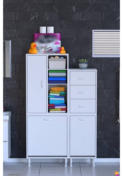 Aven 90 Cm Çekmeceli Ve Sepetli Çok Amaçlı Dikey Banyo Ve Mutfak Dolabı Beyaz 55+35 X160x32,5 Cm Aven 90 Cm Çekmeceli Ve Sepetli Çok Amaçlı Dikey Banyo Ve Mutfak Dolabı Beyaz 55+35 X160x32,5 Cm