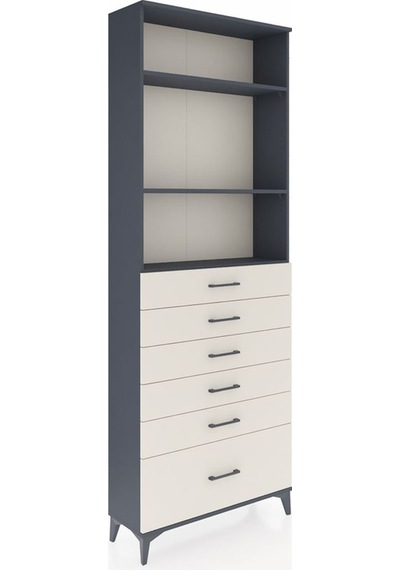 Arges Dolap 3 Raflı 6 Çekmeceli 88x30x243 Antrasit-aytaşı Antrasit