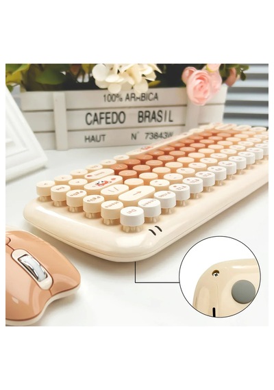 Mofıı Candy Kablosuz Klavye Mouse Seti 2.4g Yuvarlak Tuşlu Kompakt Renkli Set Optik