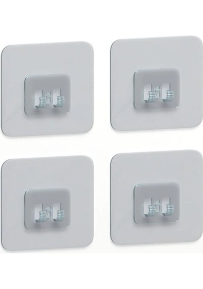 Mobgift Mobgift Süper Güçlü Yapışkanlı Mutfak Ve Banyo Suya Dayanıklı 4 Adet Sticker Raf Tutucu Askı