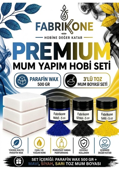 Premium Mum Yapım Hobi Seti - Parafin Wax 500 Gr - 3'lü Toz Mum Boyası Seti - Mavi, Siyah, Sarı Bkfabpw5003mssr Karışık