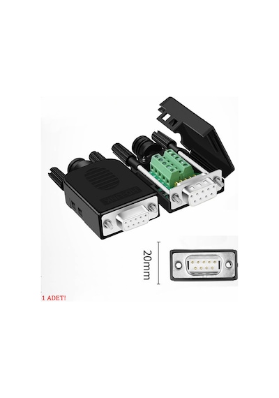 Kutulu Db9 Dişi Konnektör 9 Pin D-sub Seri Port Terminal Adaptör