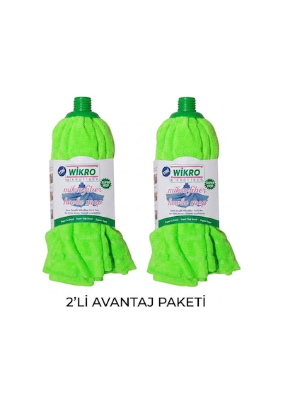 Wikro Desenli Kumaş İz Bırakmaz Mikrofiber Tüm Viledalar İle Uyumlu Mop Ucu İ 2'li Set Karışık