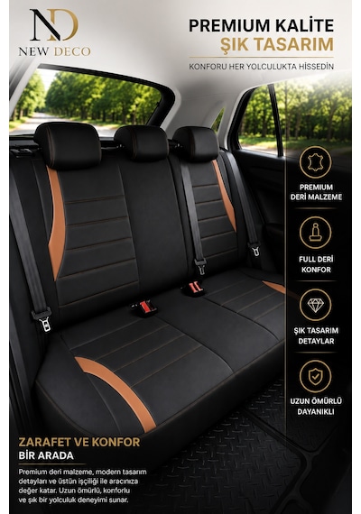 Toyota Auris 2006-2012 Uyumlu Premium Full Deri Oto Koltuk Kılıfı Airbag Uyumlu, Ortopedik, 4 Mevsim 82111332