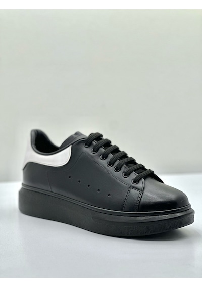 Erkek Hakiki Deri Sneakers Siyah Siyah