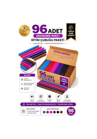 Midex Orf-bt-25-48x Örf Aletleri Seti Ritim Çubuğu Paketi 25 Cm Karbon Fiber Toptan Paket-5 48 Çift