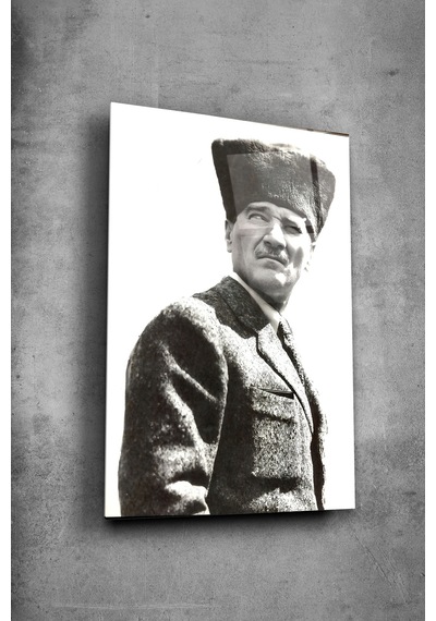 Atatürk Cam Tablo Portre Cam Tablo Duvar Dekoru Atatürk Portresi Kırılmaz Cam Solmaz Baskı 004 Atatürk Temalı Dekoratif Duvar Tablosu, Salon, Ofis Ve Çalışma Alanı Dekoru,