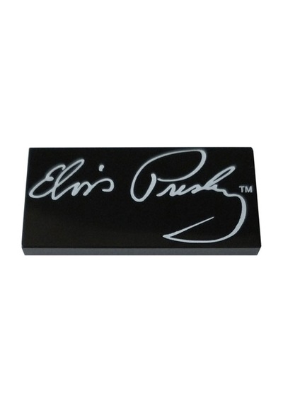 Minifigür Aksesuarları: Tile Decorated: Elvis Presley Imzalı Siyah Düz 2x4 Karo Parçası 87079pb1137