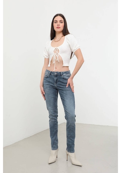 Kadın Normal Bel Likralı Slim Fit Jean Pantolon Mavi 001
