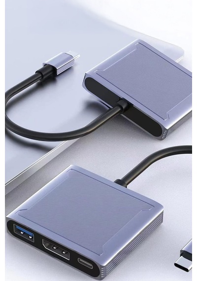 Typec Display Port Hub Adapter Typec To Displayport Pd100w Şarj Adaptörü 3in1 Çevirici