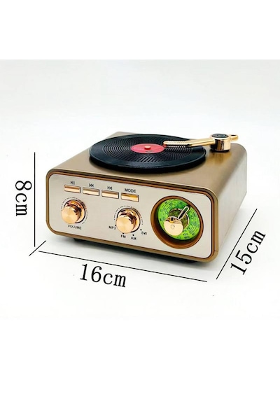 Hoparlör Radyo Plak Çalar Görünümlü Md-1217bt Bluetooth Nostaljik Tasarım Usb, Tf, Aux, Fm/am/sw