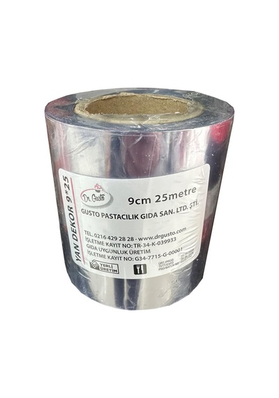 Omeyva Şeffaf Kalın Pasta Kenar Dekor Film Jelatini - 9 Cm. X 25 Metre - Krema Tutucu - 1 Rulo