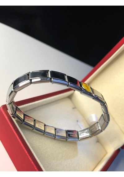 Erkek Kadın Çelik Bileklik - Ferrari Logo Model Italy Nomi Charm Sevgiliye Eşe Babaya Gümüş