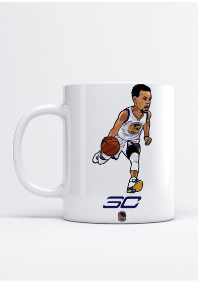 Stephen Curry Golden State Warriors Baskılı Porselen Kupa Bardak Beyaz