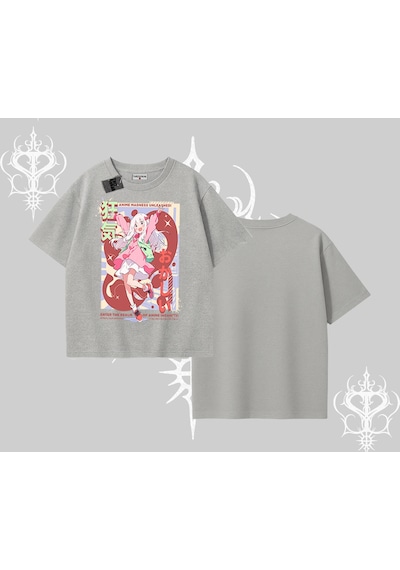 Tarzsokak Oversize Tshirt Madness Unleashed Anime Girl Baskılı Gri