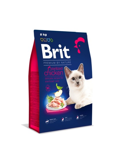 2As Brit Premium By Nature Kısırlaştırılmış Kediler İçin, Tavuk Etli Kuru Mama, 8 Kg 12 Gri