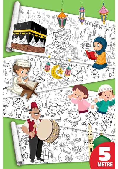 Ramazan Ayı Oruç Temalı Dev Boyama Kağıdı Çocuk Boyama Rulosu Büyük Boy 5 Metre - 808517787