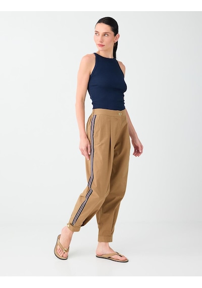 Jimmy Key Deve Tüyü Şerit Detaylı Pileli Dar Paça Pantolon 6sw185646260