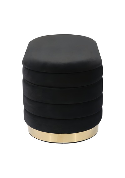 Lungo Long Line Black Puf- 90cm Gold Kaplama Kapitoneli Luxery Pofuduk Oturma Pufu&Makyaj Puff&Bench