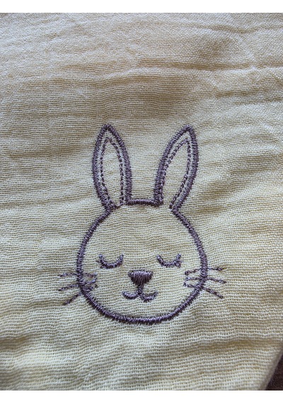 Sleepy Bunny Nakışlı Müslin Bandana Önlük Pastel Sarı