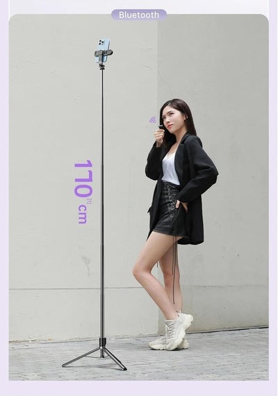 170cm Tripod Ve Selfie Çubuğu Bluetooth Uzaktan Kumandalı Yüksekliği Ayarlanabilir K9 Diğer